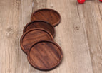 Black Walnut Round Groove Coaster Diameter 8.8cm