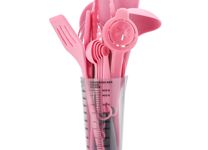 2026 New Silicone Kitchen Utensils Set with Measuring Storage Cup Kitchen Baking Set 17pcs Cooking Spatula Set for Women Gift