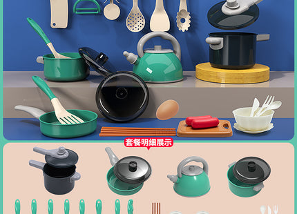 Cross-border simulation kitchenette cooking kitchenware suit fruit cutting music girls play house toys induction cooker cooking