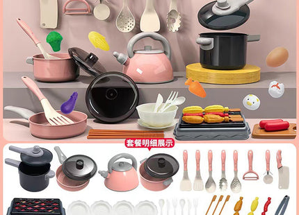 Cross-border simulation kitchenette cooking kitchenware suit fruit cutting music girls play house toys induction cooker cooking