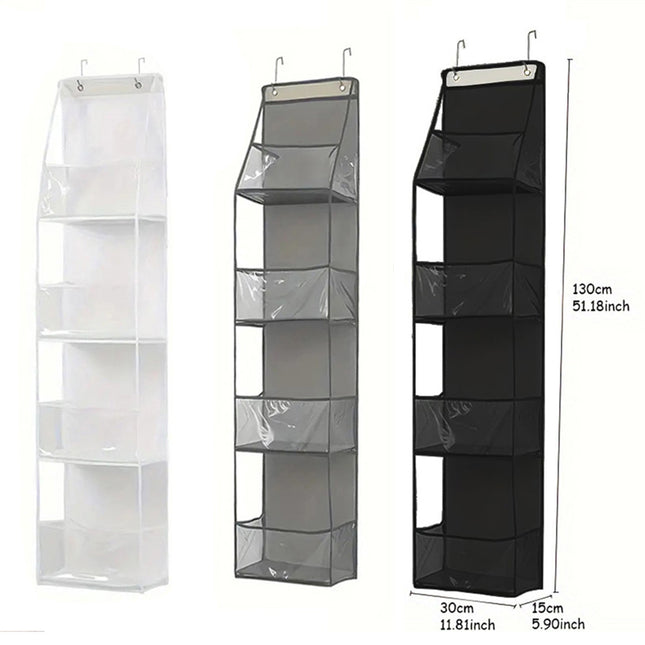 Wall-Mounted Storage Hanging Bag Behind the Door, Multi-Layered Dormitory Storage, Multifunctional Clothing and Toy Plastic Bag Storage Bag