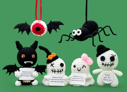 Cross-Border Amazon Handmade Knitted Doll Halloween Gift Ghost Little Devil Grim Reaper Emotional Plush Toy Wholesale