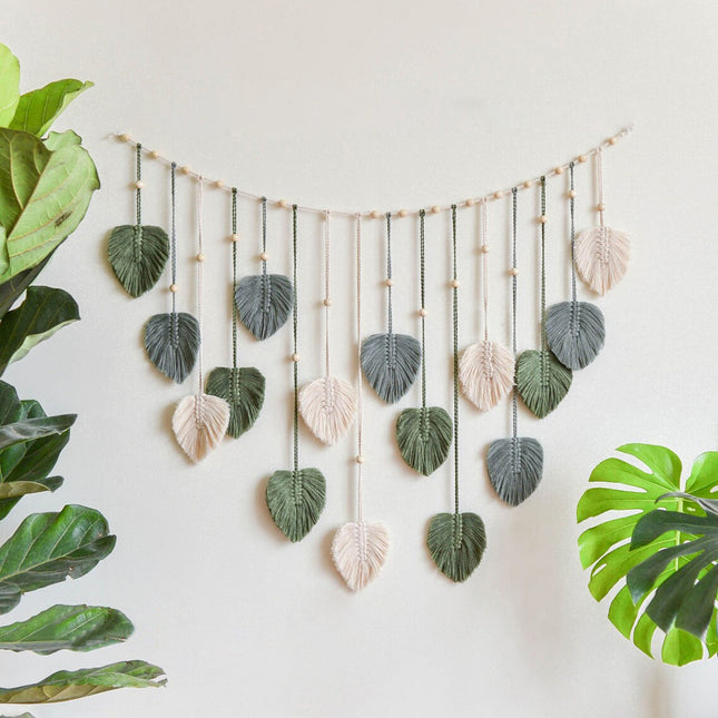 Nordic Handmade Woven Leaf Tapestry Bohemian Photo Homestay Bedroom Children's Room Background Wall Wall Decorations