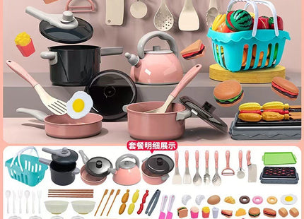 Cross-border simulation kitchenette cooking kitchenware suit fruit cutting music girls play house toys induction cooker cooking