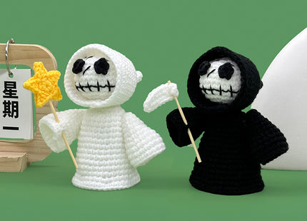 Cross-Border Amazon Handmade Knitted Doll Halloween Gift Ghost Little Devil Grim Reaper Emotional Plush Toy Wholesale