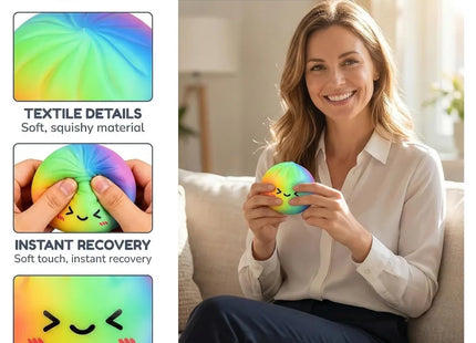 Rainbow Color Dumpling Squishy Toy with Bamboo Slow Rising Stress Relief Fidget Ball Soft Squeeze Toys for Adults & Kids
