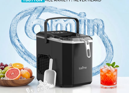 Loefme Ice Maker Cubes Machine Small Automatic Cleaning Bullet Shaped Ice Makers Fast Ice Making For Households Caffee Camping