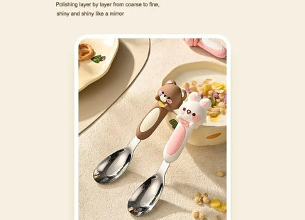 316 Stainless Baby Special Feeding Spoon Silicone Yuanbao Spoon Deepen Soup Spoon Tableware Gadgets Anti Slip Handle