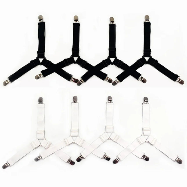 4pcs Adjustable Triangle Elastic Suspenders Gripper Belt Bed Sheet Fasteners Mattress Covers Sofa Cushion Strap Clip Home Gadget