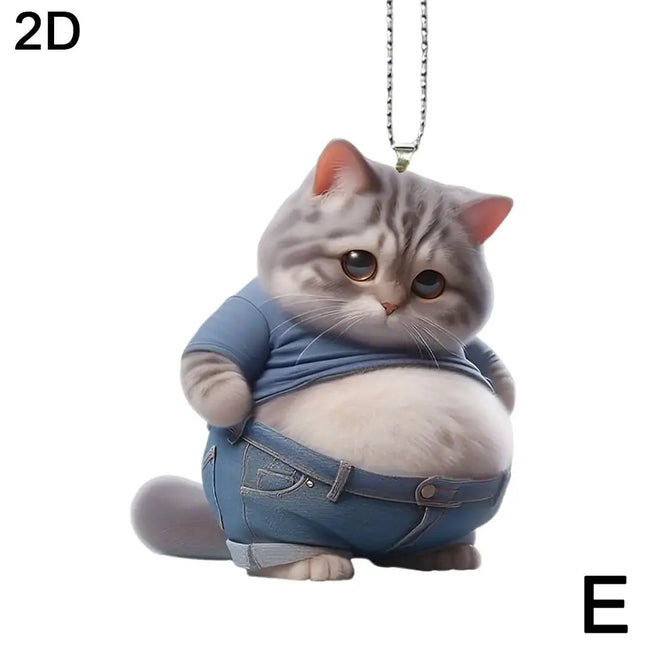 Fat Puppy Keychain 2D Flat Acrylic Cartoon Dog Ornament Car Mirror Backpacks Hanging Pendant For Home Decor
