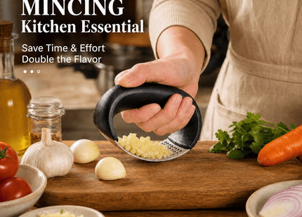 Stainless Steel Garlic Press, Curved Rocking Garlic Mincer Kitchen Gadget