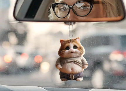 Fat Puppy Keychain 2D Flat Acrylic Cartoon Dog Ornament Car Mirror Backpacks Hanging Pendant For Home Decor