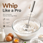 Stainless Steel Semi-automatic Whisk 32cm Hand Push Rotary Egg Beater Mixer 1Pc Kitchen Tool for Egg Cream Milk Frothing