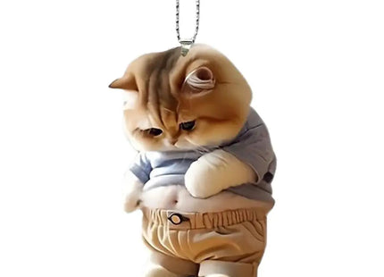 Fat Puppy Keychain 2D Flat Acrylic Cartoon Dog Ornament Car Mirror Backpacks Hanging Pendant For Home Decor