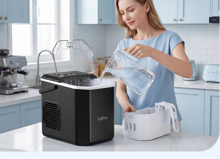 Loefme Ice Maker Cubes Machine Small Automatic Cleaning Bullet Shaped Ice Makers Fast Ice Making For Households Caffee Camping