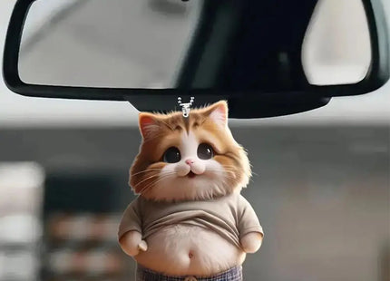 Fat Puppy Keychain 2D Flat Acrylic Cartoon Dog Ornament Car Mirror Backpacks Hanging Pendant For Home Decor