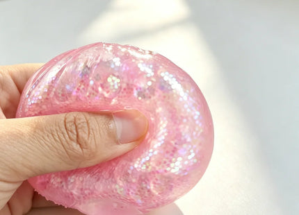 Steamed Bun Squeeze Toy Simulation Bao Stress Relief Fidget Toy with Beads Sparkles Soft Squishy Sensory Decompression Accessory
