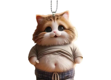 Fat Puppy Keychain 2D Flat Acrylic Cartoon Dog Ornament Car Mirror Backpacks Hanging Pendant For Home Decor