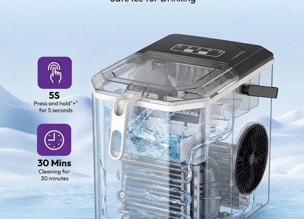 Loefme Ice Maker Cubes Machine Small Automatic Cleaning Bullet Shaped Ice Makers Fast Ice Making For Households Caffee Camping