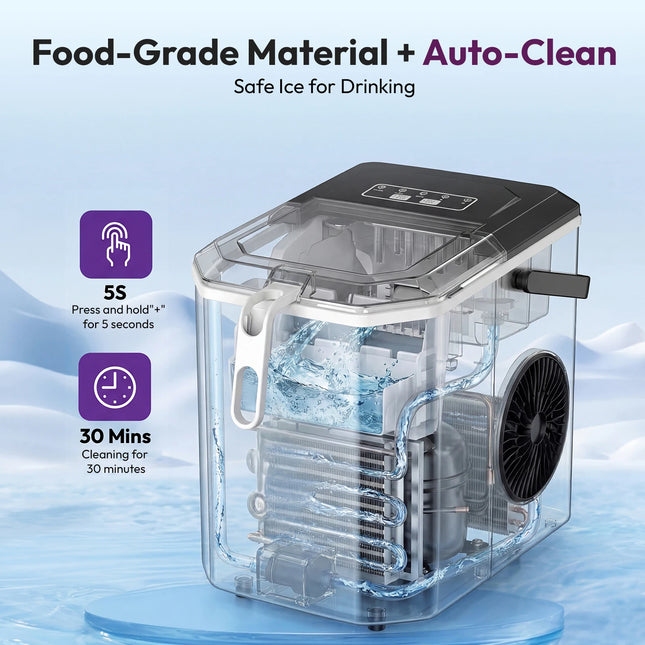 Loefme Ice Maker Cubes Machine Small Automatic Cleaning Bullet Shaped Ice Makers Fast Ice Making For Households Caffee Camping
