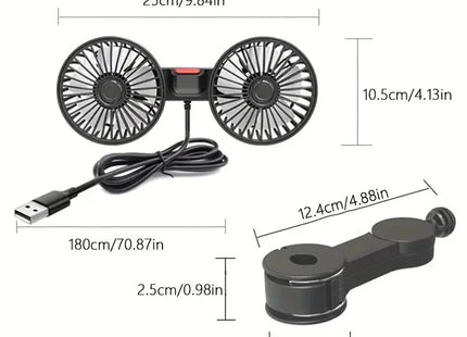 Car Fan 360° 3-speed Car Seat Back Cooling Fan USB Charge Dual Head Fan Adjustable Rotation Neck Cooler for Car Home Accessories