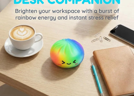 Rainbow Color Dumpling Squishy Toy with Bamboo Slow Rising Stress Relief Fidget Ball Soft Squeeze Toys for Adults & Kids