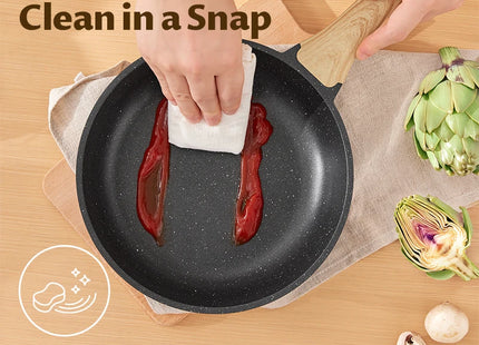 Induction Hob Pans Set 10pcs, Pots and Pans Set Non Stick, Kitchen Cookware Sets with Lids，Granite，PFAS-Free