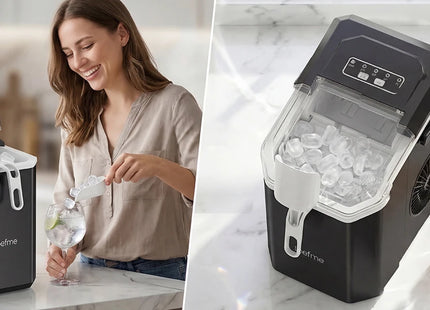 Loefme Ice Maker Cubes Machine Small Automatic Cleaning Bullet Shaped Ice Makers Fast Ice Making For Households Caffee Camping