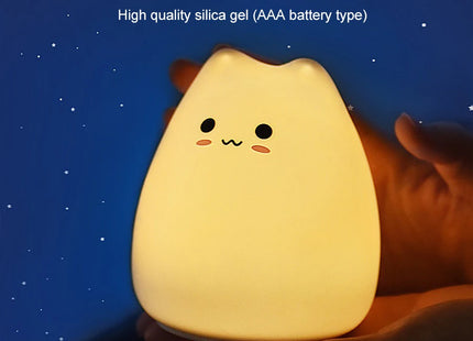 Cute Cat Night Light RGB Color Changing Nursery Nightlights with Warm White and 7-Color Breathing Modes For Kids Baby Children