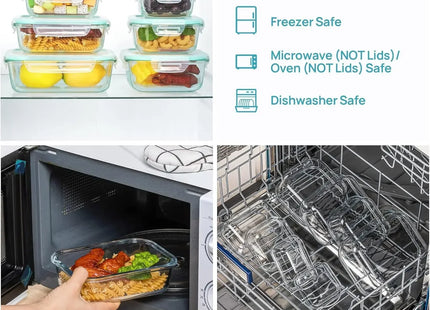 Borosilicate Glass Lunch Box Airtight Leakproof Bento Box Meal Prep Food Storage Containers with Locking Lid for Adults Office