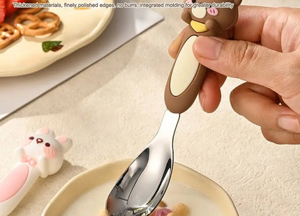 316 Stainless Baby Special Feeding Spoon Silicone Yuanbao Spoon Deepen Soup Spoon Tableware Gadgets Anti Slip Handle