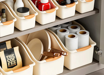 Plastic Under Sink Organizer with Wheels, Bottle Organization Bins Kitchen Cabinet Organizers Plastic Organizer Basket for Under