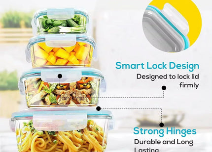 Borosilicate Glass Lunch Box Airtight Leakproof Bento Box Meal Prep Food Storage Containers with Locking Lid for Adults Office