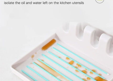 Kitchen Spoon Holders Fork Spatula Rack Shelf Organizer Plastic Chopsticks Holder Non-slip Spoons Pad