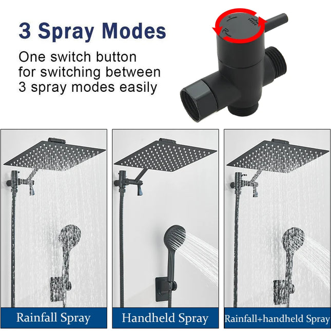 Concealed Shower Set Two-In-One Shower Set, Shower Long Hose, 8/10-inch high-pressure Rainfall Shower Head Rainfall Bath Shower