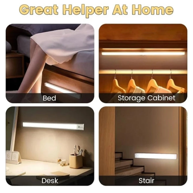 Wireless Motion Sensor Lamp LED Night Light USB Type C Rechargeable Cabinet Lamp for Kitchen Bedroom Wardrobe Staircase Lighting