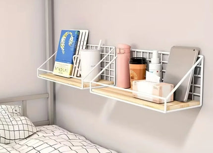 1PC Wooden Iron Wall Shelf Wall Mounted Storage Rack for Kitchen Bedroom Home Decor Bathroom Organizer Bathroom Accessories