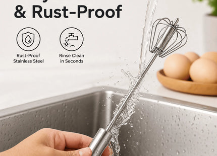 Stainless Steel Semi-automatic Whisk 32cm Hand Push Rotary Egg Beater Mixer 1Pc Kitchen Tool for Egg Cream Milk Frothing