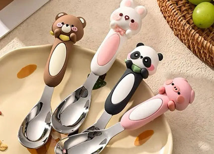 316 Stainless Baby Special Feeding Spoon Silicone Yuanbao Spoon Deepen Soup Spoon Tableware Gadgets Anti Slip Handle