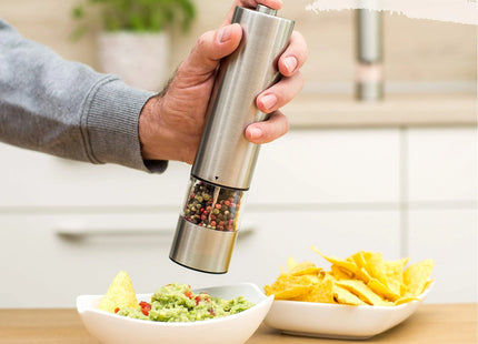Electric Salt Pepper Grinder Set One Handed Operation Stainless Steel Spice Mill With Light Automatic Pepper Grinde for Kitchen