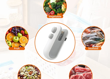 Mini Handheld Heat Bag Sealing Machine Plastic Food Package Sealer Clip-on Bag Sealer Portable Food Packaging Sealer