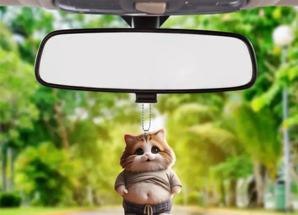 Fat Puppy Keychain 2D Flat Acrylic Cartoon Dog Ornament Car Mirror Backpacks Hanging Pendant For Home Decor