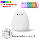 Cute Cat Night Light RGB Color Changing Nursery Nightlights with Warm White and 7-Color Breathing Modes For Kids Baby Children