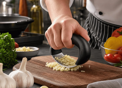 Stainless Steel Garlic Press, Curved Rocking Garlic Mincer Kitchen Gadget