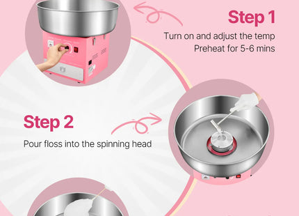 SucceBuy Electric Cotton Candy Machine 1000W Commercial Candy Floss Maker with Stainless Steel Bowl for  Birthday Family Party