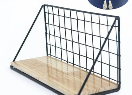 1PC Wooden Iron Wall Shelf Wall Mounted Storage Rack for Kitchen Bedroom Home Decor Bathroom Organizer Bathroom Accessories