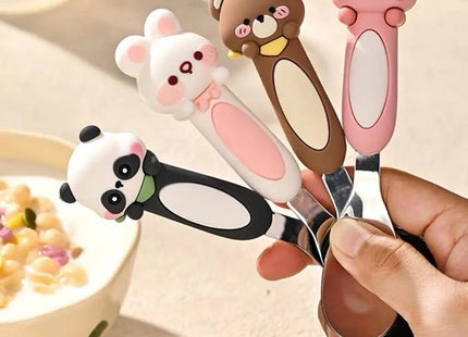 316 Stainless Baby Special Feeding Spoon Silicone Yuanbao Spoon Deepen Soup Spoon Tableware Gadgets Anti Slip Handle