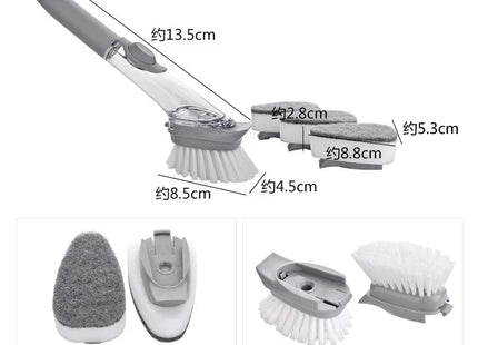 Kitchen Cleaning Brush 2 In 1 Long Handle Cleaing Brush with Removable Brush Sponge Dispenser Dishwashing Brush Kitchen Tools