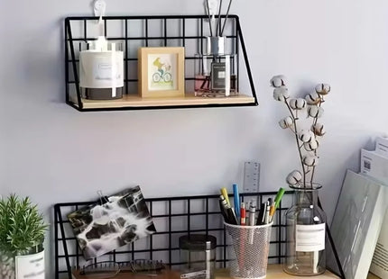 1PC Wooden Iron Wall Shelf Wall Mounted Storage Rack for Kitchen Bedroom Home Decor Bathroom Organizer Bathroom Accessories