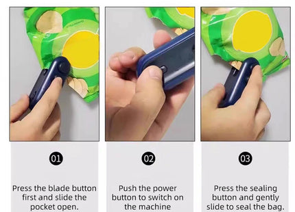 Mini Handheld Heat Bag Sealing Machine Plastic Food Package Sealer Clip-on Bag Sealer Portable Food Packaging Sealer